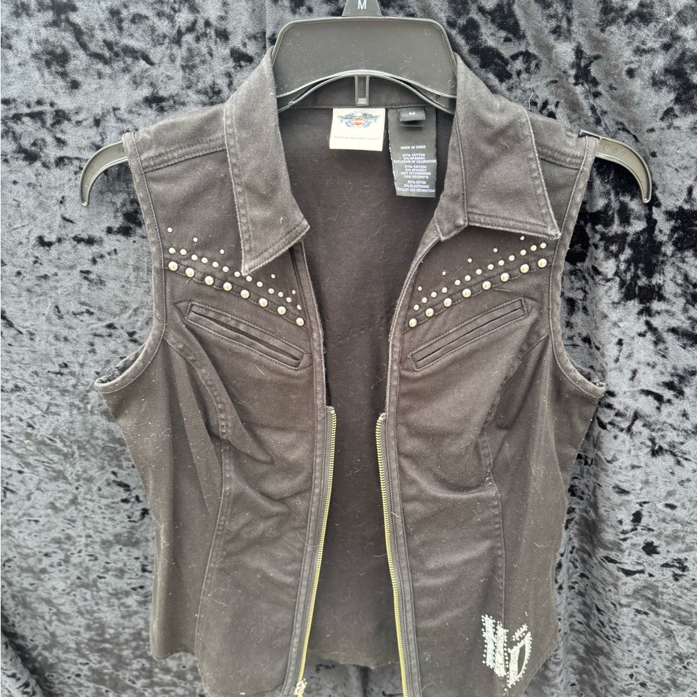 Black Studded Sleeveless Vest